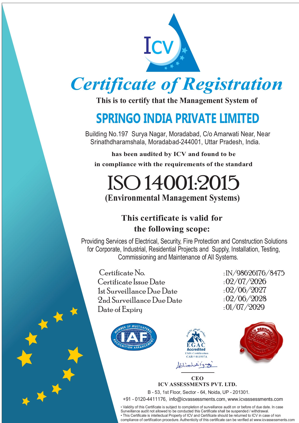 Springo india certificate 14001:2015